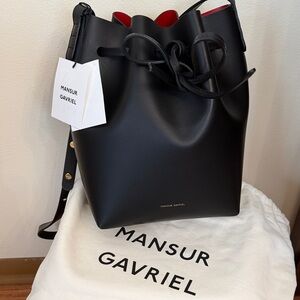 Mansur Gavriel Mini Leather Bucket Bag - Black Flamma